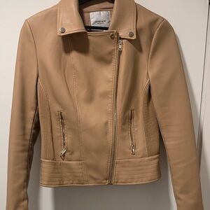 Ever New Taupe Brown Faux Leather Moto Jacket